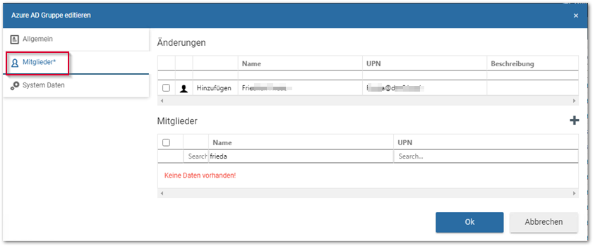 Azure AD Gruppe _Register Mitglieder