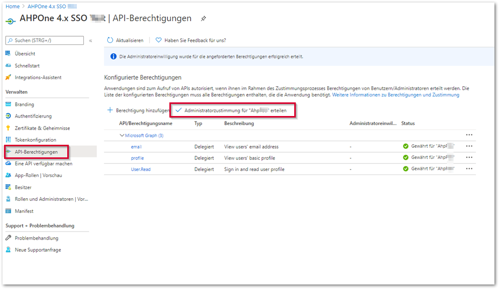 Azure API Berechtigungen