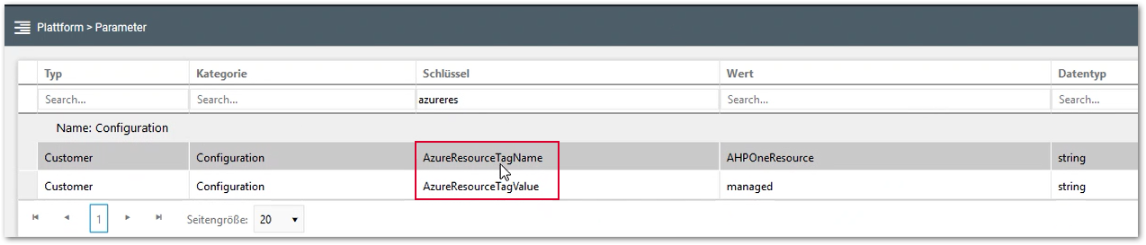 Azure Parameter Tag Value und Name Q2 2022