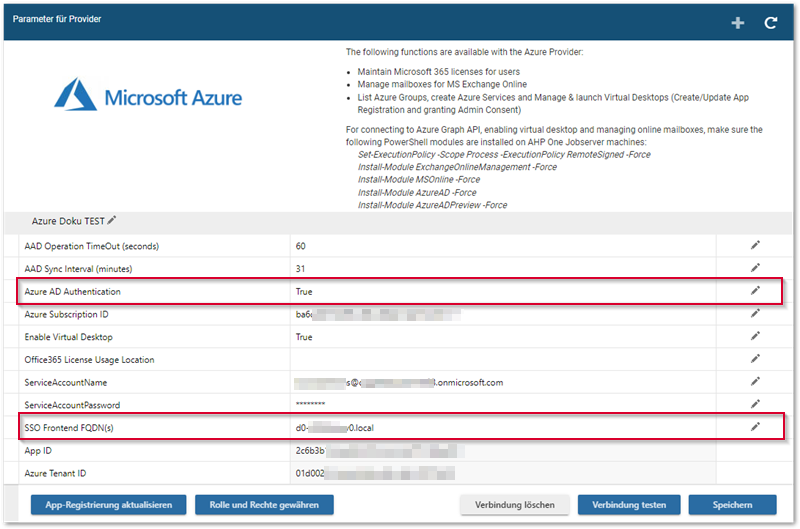 Azure Provider Parameter