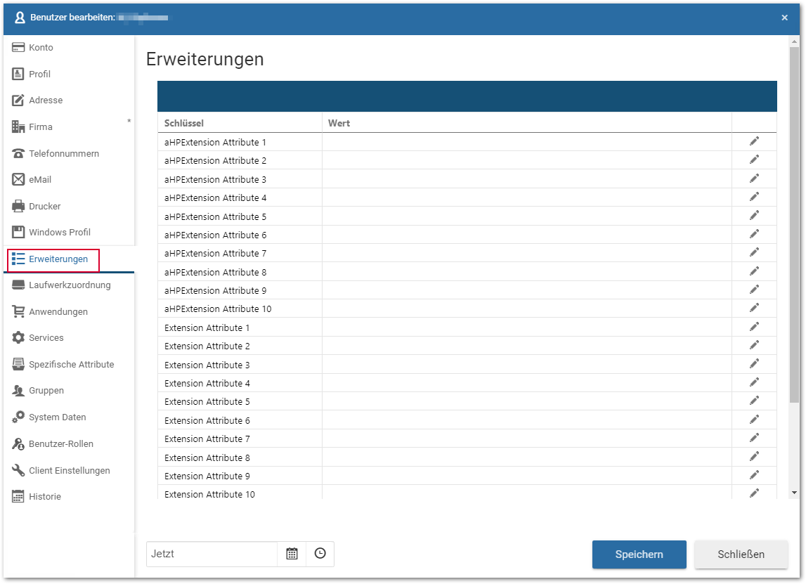 Benutzer bearbeiten_Register Erweiterungen