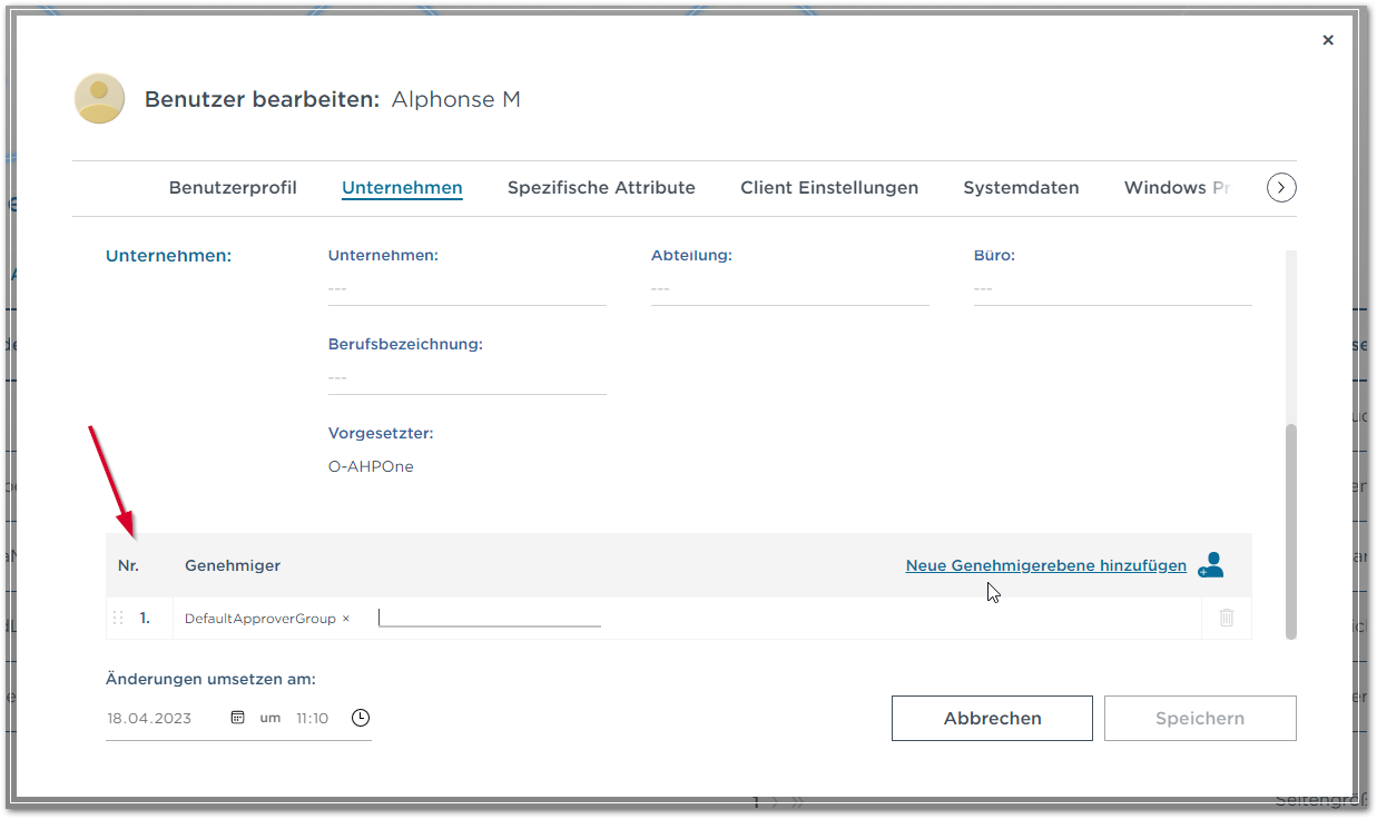 Benutzer bearbeiten_Unternehmen_Genehmiger hinzufügen Q1 2023