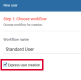 Checkbox Express user creation