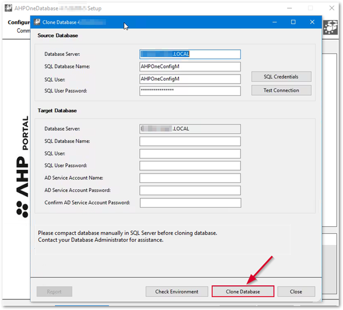 Clone Database Dialog