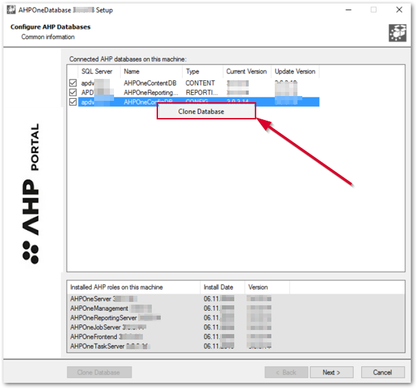 Database Setup Cloning