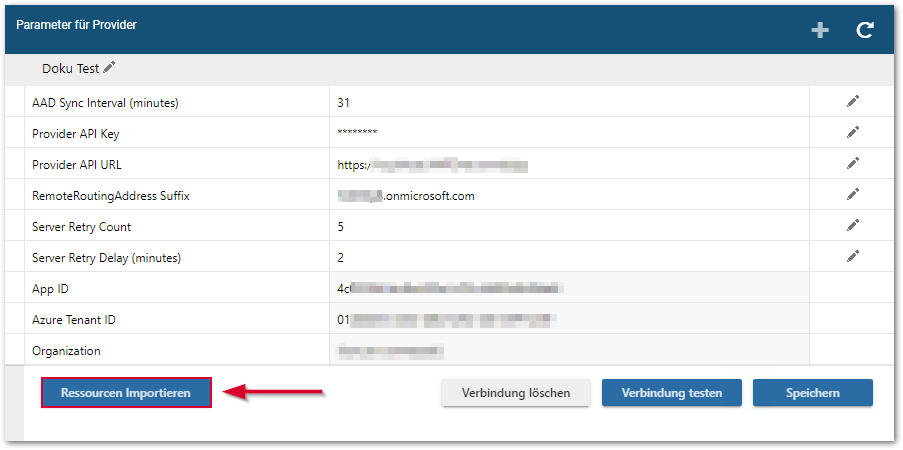 Exchange Online Ressourcen importieren