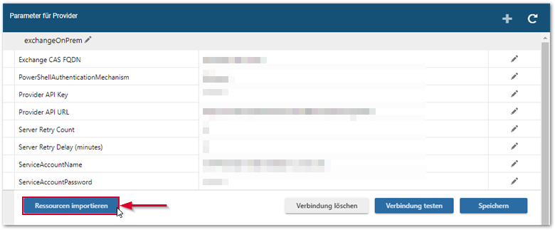 Exchange Ressourcen importieren