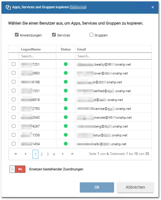 Mehrfachauswahl Gruppen kopieren