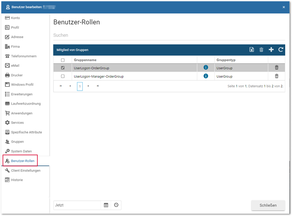 Register Benutzer-Rollen