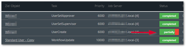 Workflow step teilweise ausgeführt